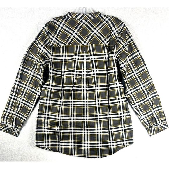 Joan Rivers Blouse Womens 6 Plaid Cottage Core Long Sleeve Peplum Button Casual - Picture 3 of 16